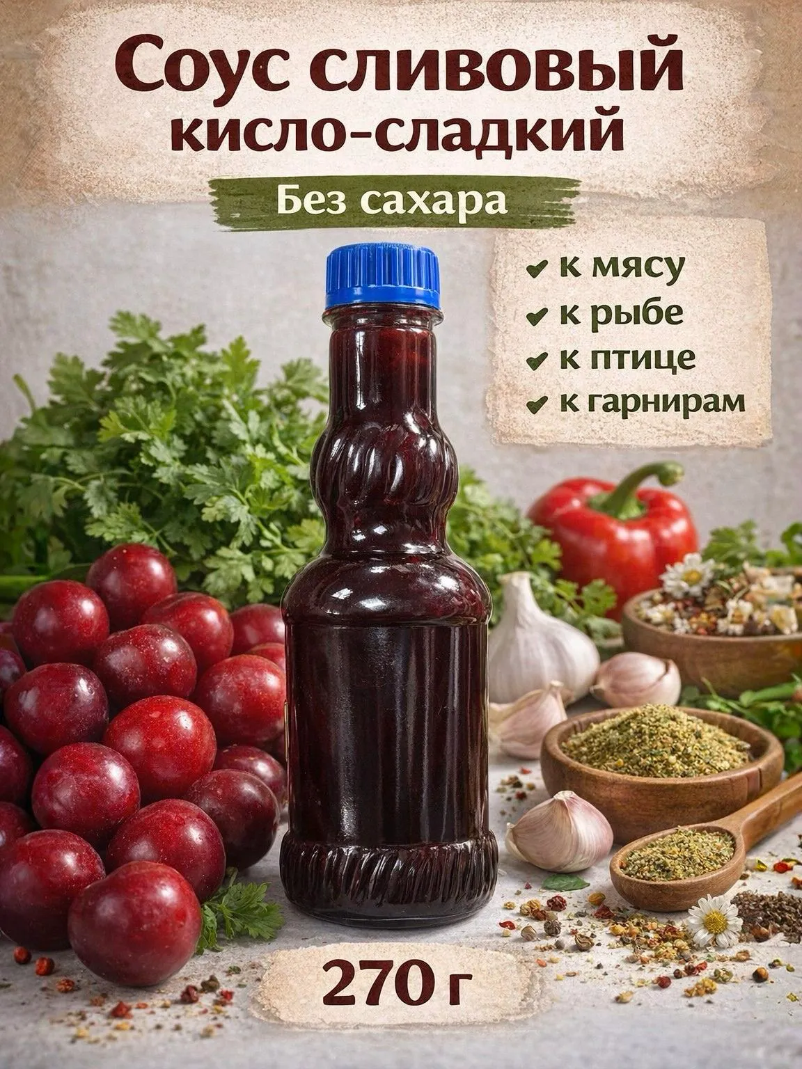 Соус кисло-сладкий сливовый без сахара 270гр