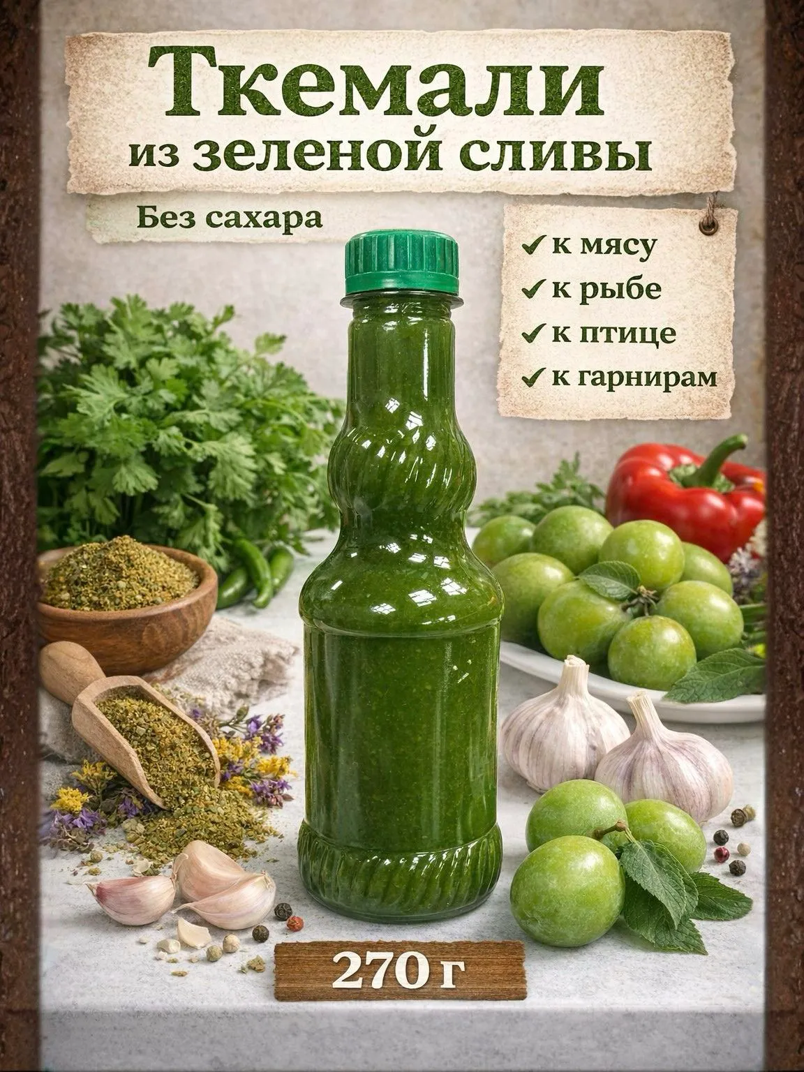 Ткемали из зеленой алычи без сахара 270гр